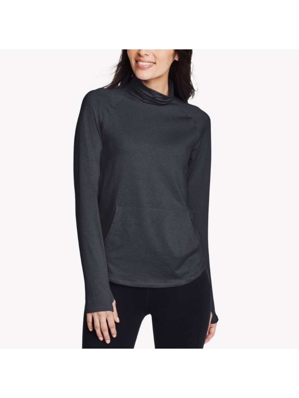 Eddie Bauer Charcoal Funnel Neck Top